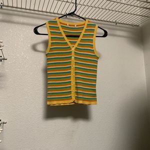 Multi colored Button up Vest